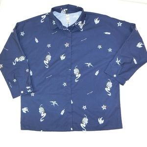 Liola Mermaid Sparrow Nautical 3/4 Sleeve Blouse